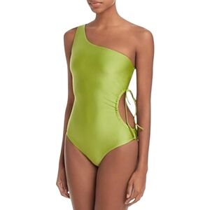 Jade Swim Sena Side Cutout One Piece Swimsuit Palm Sheen Size: Medium